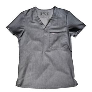 Figs Womens Medical Scrub Top XXS Steel Gray Dentist Hospital Clinical Uniform